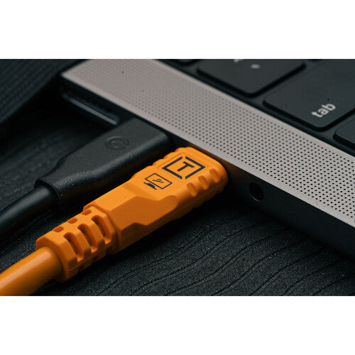 Tether Tools TetherPro Optima USB-C Cable (15', High-Visibility Orange, Right-Angle)