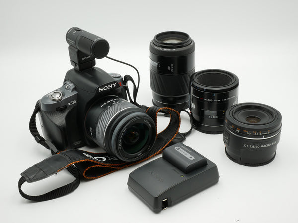 USED Sony a330 DSLR+4 Lenses &  Stereo Mic