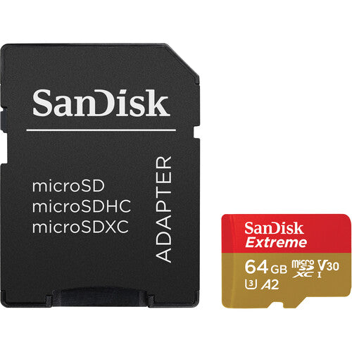 SanDisk Extreme UHS-I microSDXC Memory Card with SD Adapter 64GB (80 M