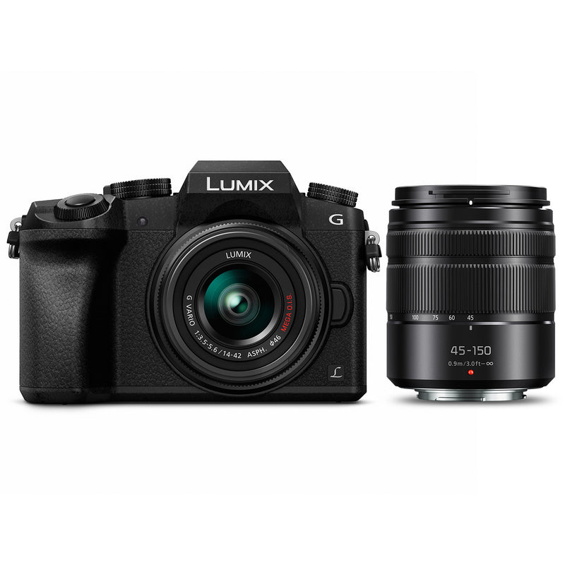 Panasonic LUMIX G7 Mirrorless Camera with 14-42mm & 45-150mm Lenses [Black]
