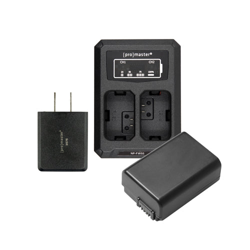 Promaster Battery & Dual Charger Kit for Sony NP-FW50
